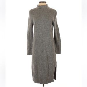 All Saints Gray Ribbed Long-Sleeve Turtleneck Sweater Dress
